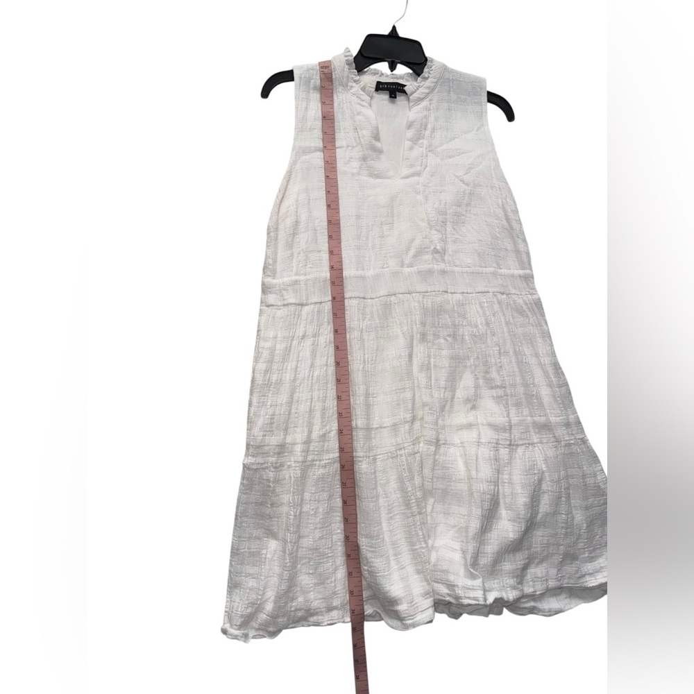 Gibsonlook White Sleeveless Decked Out Day V-Neck Midi Dress Size Medium - Picture 5 of 7